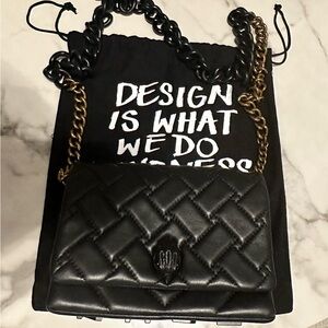 Kurt Geiger London Kensington Quilted Leather Shoulder Bag Black $285